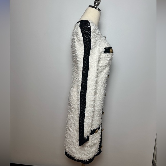 Balmain Embellished Black & White Tweed Mini Dress Size 40 – Like New - Picture 11 of 16